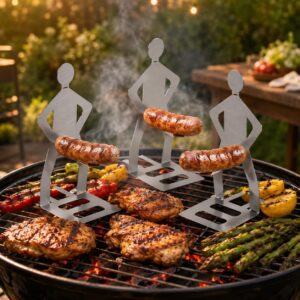 3Pcs BBQ Sausage Holder, Stainless Steel Hot Dog Grill Tool, BBQ Gadgets Novelty BBQ Tool Holder for Outdoor Barbecue, Humorous BBQs Gadgets Fun Gifts for Men and Women