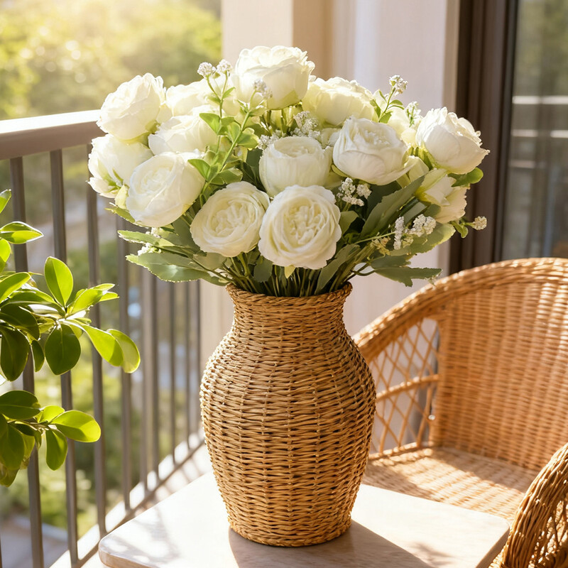 Wei's Moment White Silk Peony Flower Arrangement