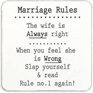 60 Second Makeover Limited Marriage Rules Cork Coaster Funny For Him Husband Birthday Gifts For Wife Wedding Gifts Anniversary Present Marriage Humour Drink Coasters