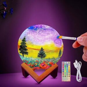 ACED Paint Your Own Moon Lamp Kit, 2025 Updated USB Rechargeable, Gifts for Kids Girls Boys, DIY Arts Supplies and Crafts Presents, Ages 6 7 8 9 10 11 12 13-15 Year Old Birthday