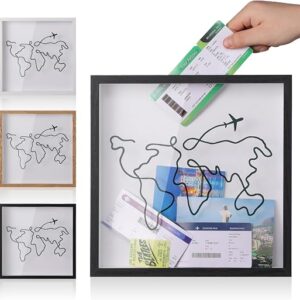 Adventure Archive Travel Memory Keepsake Life in a Box Frame with Non-Marking Nail for Travel Gifts Essentials, 8&12In Travel Collection Shadow Box Frame Display Case for Ticket Photo Postcard