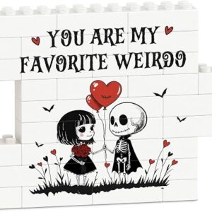 Anniversary Birthday Gifts for Him Her, Gothic Building Blocks Plaque, Husband Fathers Day Gift, I Love You Wedding Romantic Valentines Gifts for Boyfriend Girlfriend Wife, Goth Desk Decor