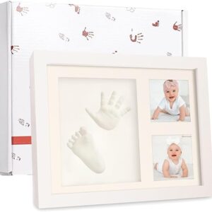 Baby Handprint Footprint Kit, Hand & Foot Keepsake Frame for Newborn Babies, New Parents Gift, Memory Art Picture Frame for Boys & Girls, Nursery Decor, Baby Registry