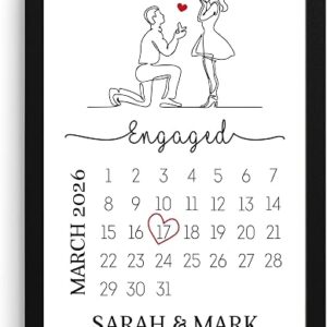 Beecreative Engagement Gifts For Couples, Personalised Engagement Present Ideas, Engaged Couple Gift, A5 A4 Prints and Frame