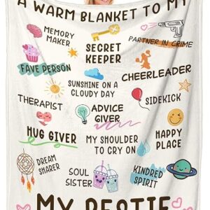 Bestie Gifts for Women -Blanket for Best Friend Birthday, Presents for Female BFF, Bestie Birthday Gifts, Friendship Gift, 60 * 50 Inches