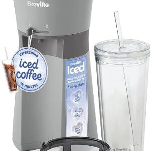 Breville Iced Coffee Maker | Single Serve Iced Coffee Machine Plus Coffee Cup with Straw | Ready in Under 4 Minutes | Grey [VCF155]