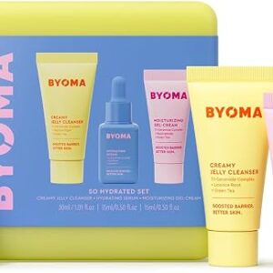 BYOMA So Hydrated Travel Size Gift Set - Barrier Repair Skincare Minis (30ml, 15ml, 15ml) Creamy Jelly Cleanser, Hydrating Face Serum & Ceramide Face Moisturizer for Dry Skin | Holiday Essentials