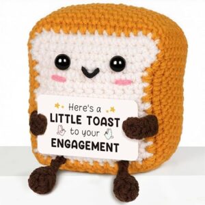 CheriGift Engagement Gifts for Couples, Handmade Emotional Support Crochet Toast Engaged Decoration, Engagement Congratulations Present for Newly, Best Friends, or Family Members