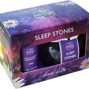 Corincraft Sleep Aromatherapy Stones Gift Set - Lavender & Chamomile Essential Oil Blend - Calming Home Fragrance for Relaxation & Bedtime - Includes 100ml Refresher Oil - Natural Vegan