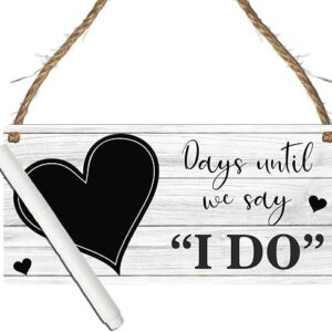Countdown Wedding Plaque with Rustic Chalkboard/Whiteboard Heart Design - Keepsake to Countdown the Days Until 'I Do' - Engagement or Bridal Gift (Small: 19 cm (H) × 9 cm (W))