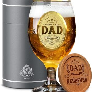 Crownly Crystal® Gold Birthday Gifts: Dad's Beer Glasses