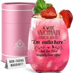 CROWNLY CRYSTAL® Personalised Woman Gin Glass Gift Presents for Her Birthday Red Wine Glasses Gift Set | Personalised Gifts