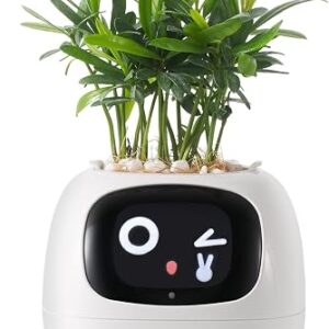 Cute Smart Plant Pot, Interactive Plant Pot, Multifunctional intelligent Pet, Big Data With 7 Sensors To Assist In Planting, for Succulents and Other Small Plants (white)