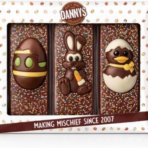 Danny's Easter Chocolate 3 x 50g Bars | Triple Pack - Friends Egg Bunny and Chick Bars | Easter Hunt Gift