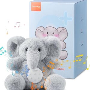 Dreamegg White Noise Machine Baby - Snuggle Elephant with Voice Recording, 21 Soothing Sounds, USB Rechargeable & Machine Washable, Timer or Continuous Play, Sleep Aid for Newborns, Nursery & Travel