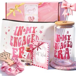 Engagement Gifts for Her, in My Engaged Era Fiance Gifts for Women Bridal Shower Gift Box for Fututer Mrs, Engagement Bride to Be Glass Cup Set for Her
