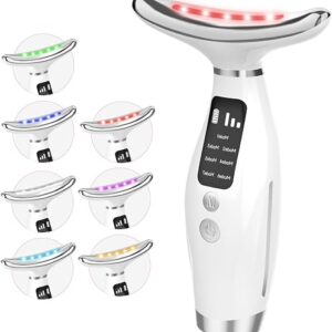 Face Massager, 3 Modes 7 Colors Anti-Wrinkle Face Toning Device with 45±5°C, Electric Facial & Neck Massager for Women