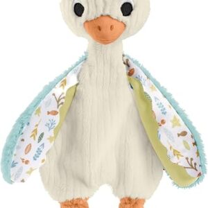 Fisher-Price Baby Sensory Toy Snuggle Up Goose Plush Toy with Jingles for Newborns, Machine Washable, HRB16
