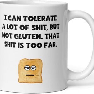 Funny Gluten Intolerance White Mug, Coeliac Disease Joke Gift, Gluten Free Birthday Gift, Funny Gluten Intolerant Friend, No Gluten Coworker