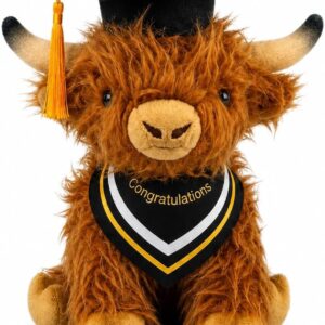 GADITIEK Graduation Gifts 2026 Highland Cow Plush – 25CM Large Graduation Bear Alternative, Soft Keepsake with Cap & Gown, Graduation Gift for Her Him, Unique Graduation Present