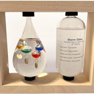 GALILEO WEATHER STATION | Glass thermometer | Weather forecaster | Weather gift | Glass Galileo with storm glass | Weather thermometer | 14cm (H) x 17cm (W) x 5cm (D)