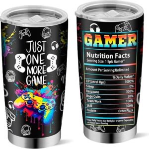 Gamer Gifts for Men & Boys - Gaming Cup for Teenage Boy, Teen Video Game Accessories, 20oz Insulated Stainless Steel Tumbler Coffee Mug for Dad Husband Boyfriend - Birthday Valentines Easter Christmas