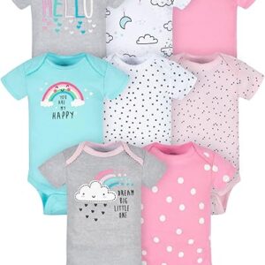 Gerber Baby Girls 8-pack Short Sleeve Onesies Bodysuits Baby and Toddler T-Shirt Set (pack of 8)