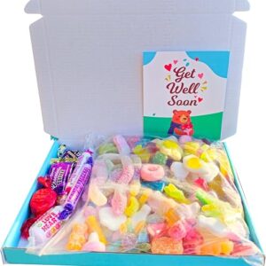 Get Well Soon Sweets Gift Box - 500g Pick & Mix Sweets with Card - Fizzy, Gummy & Sour Variety - Letterbox Friendly Get Well Gift for Men, Women & Kids