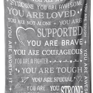 Gifts for Women or Men - Get Well Soon Blanket, Thinking of You Gift for Friend Sister Coworker, Feel Better After Surgery Gifts for Sick Women Men, Inspirational Present for Her Him (Grey)