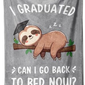 Graduation Gifts for Her & Him, Funny Graduation Blanket, 2026 High School, College, Masters Degree, Phd Graduation Presents for Women Men, Sloth Blanket, Gray, 50" x 60"
