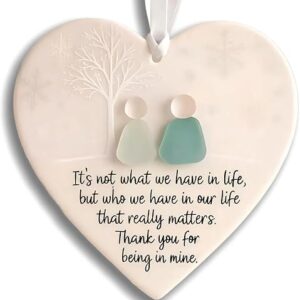 Heart-Shaped Friendship Decor,Best Friend for Women,Handcrafted White Heart Hanging Ornament - Meaningful Sentimental Keepsake for Bestie,Birthday or Thank You Present