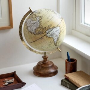 Italfama Wooden Globe with Vintage Style Map - 41cm