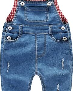 KIDSCOOL SPACE Jean Workwear,Light Blue, Baby & Little Boys/Girls Blue Denim Dungaree,Jean Overalls