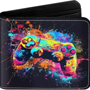 Kids Wallet for Boys, Gaming Themed Kids Wallet, Leather RFID Blocking Wallets with Coin Pocket, Gaming Gifts for Boys Teens Adults