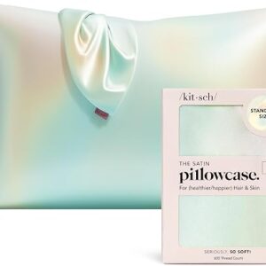 Kitsch Satin Pillowcase with Zipper for Hair & Skin - Softer Than Silk Pillow Cases, Smooth Cooling Satin Pillow Case, Wrinkle-Free, Machine Washable - Pillow Cases Standard Size 48x66 cm - Aura