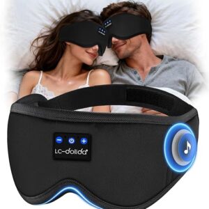LC-dolida Bluetooth Sleep Mask Headphones,Upgraded 3D Sleep Headphones for Side Sleeper,16Hrs Playing Music Eye Mask with Bluetooth Earhones,Sleep Aids for Men/Women/Nap/Relax/Travel