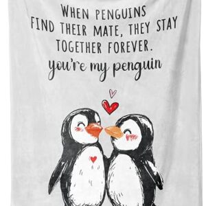 Leebbsin Anniversary/Birthday Gifts for Her, Him- Soft Blushing Penguins Blanket- Girlfriend/Boyfriend Gifts, Romantic Presents Gifts for Wife Husband Men Women, Love Blanket, 60”×50”
