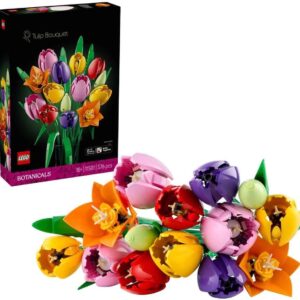 LEGO Botanicals Tulip Bouquet - Artificial Flowers Building Set for Adults - incl. 14 Faux Tulips in 5 Colours for Table & Home Decor - DIY Gift Idea for Women - 11501