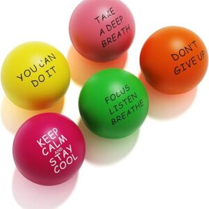 Lumarice Stress Balls (5 Pack) for Kids and Adults - Squeeze Balls with Motivational Quetos - Hand Exercise Balls to Relieve Anxiety and Stress