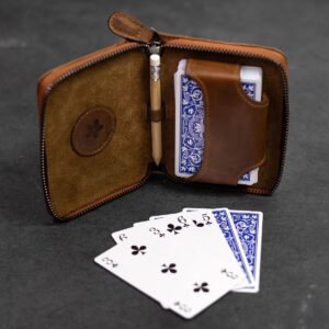 Melia Games Full-Grain Leather Single Playing Cards Holder - Classic Brown