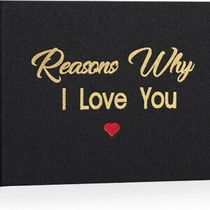 Miaikoe What I Love about You Fabric Book, Fill-in-the-Blank Love Journal Book for Couples Husband Wife Him Her Birthday Christmas Gifts Stocking Stuffer (Black)