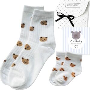 Mother and Baby Matching Socks Gift Set - OH Baby Congratulations Card & Gift Box, Newborn Baby Shower Present for Mum to Be, Push Present, New Mom Maternity Gift