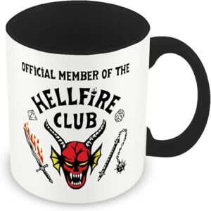 MUGGZ Strange Mug – Hellfire Club Logo – Black Handle with Actual Font – Novelty Fan Gift Cup