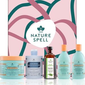 Nature Spell Haircare Heroes Gift Set - Shampoo & Conditioner,Hair Mask,Bond Builder & Rosemary Oil for Hair Growth, 5 Products