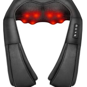 Neck Massager with Heat – 3D Deep Tissue Shiatsu, Portable for Pain Relief, Ideal for Neck Back Shoulders Legs, Home Office Car Gift for Women Men – by iKristin (Black)