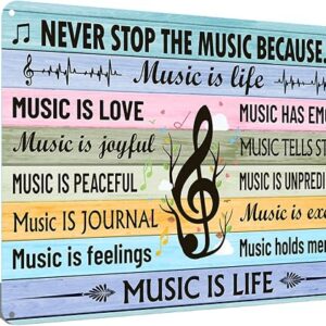 "Never Stop the Music" Metal Tin Sign 8x12 Inch - Vintage Music Quote Wall Art for Guitar Lovers, Bars, Studios & Bedrooms (2567)