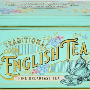 New English Teas Vintage Victorian Tea Tin with 40 English Breakfast Tea Bags