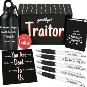 New Job and Leaving Presents for Colleagues Bundle of Water Bottle, Pen Pack, Notebook and Card - 9 Funny Leaving Gifts for Men - Good Luck in Your New Job - Sorry Your Leaving