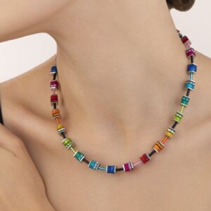 Coeur De Lion Iconic GEOCUBE Necklace CZ Cubes Iconic Rainbow