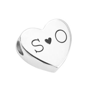John Greed Signature Silver Initials Heart Charm